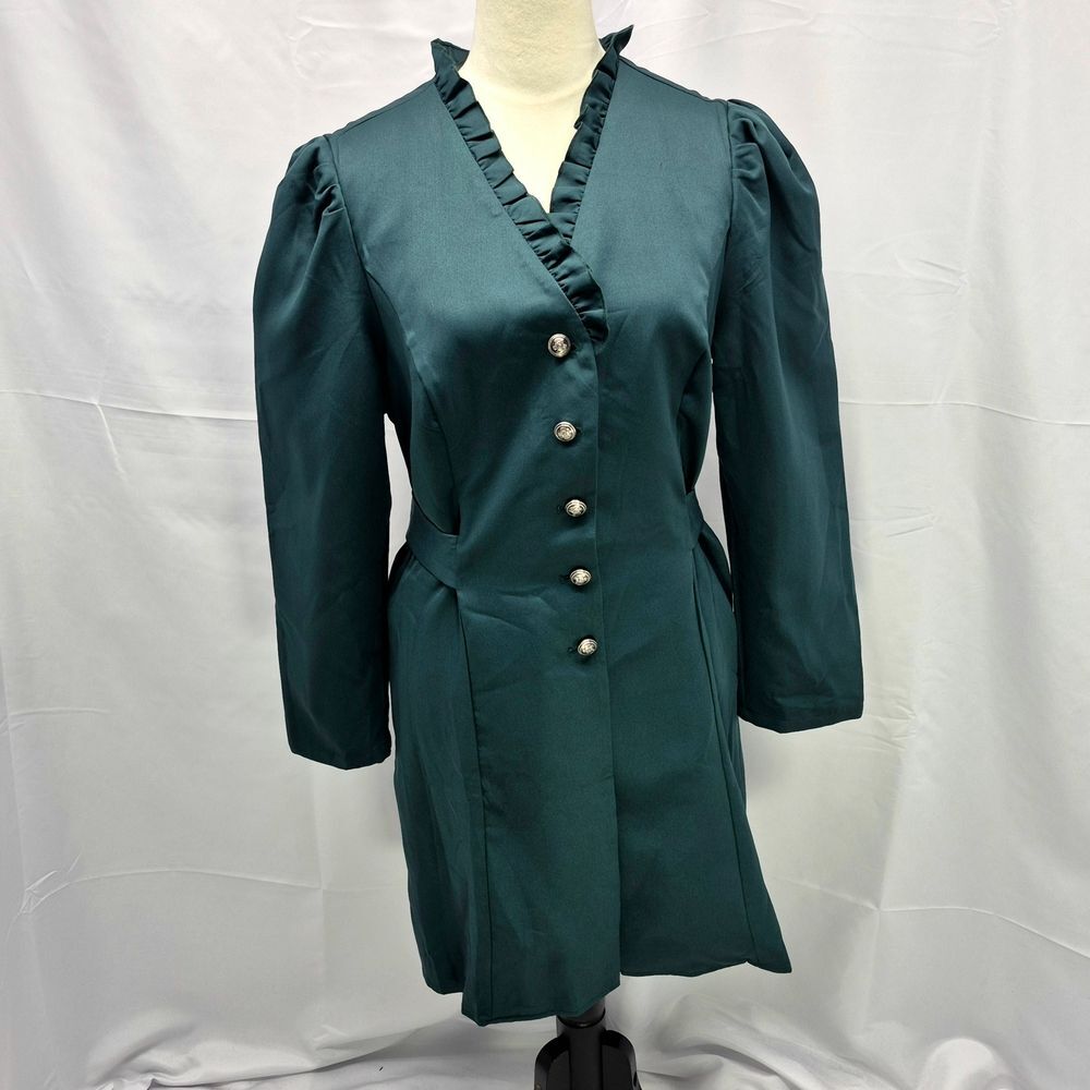NWOT Scarlet Darkness Dark Green Victorian Steampunk Ruffle Blazer Jacket XL